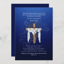 Clássico Elegante BAPTISM Invite Azul de Sapphire