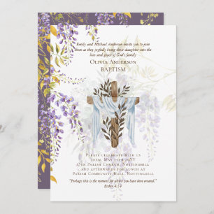Clássico Elegante BAPTISM Invite Púrpura de Wister