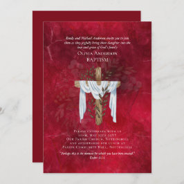 Clássico Elegante BAPTISM Invite Ruby Red