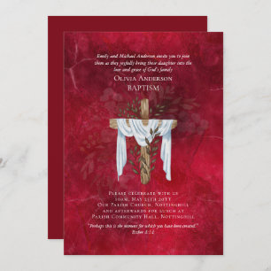 Clássico Elegante BAPTISM Invite Ruby Red