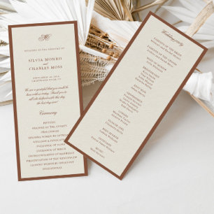 Clássico Elegante Brown & Ecru Wedding Program