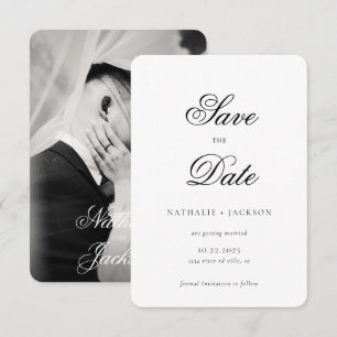 Clássico Elegante Convite de Foto de Casamento Sal