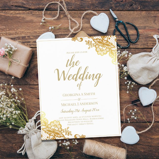 Clássico Elegante de Casamento Branco Dourado de L (Criador carregado)