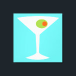 Clássico Filme Martini - Canvas estendida (maior)<br><div class="desc">Este filme clássico Martini Stretch Canvas (turquesa) apresenta um fundo preto e a imagem de uma silhueta branca de um vidro martini. Dentro o copo é uma azeitona verde gloriosa com um colorau laranja. Esta é uma peça divertida de arte em parede para todos que desejavam ser personagem de um...</div>