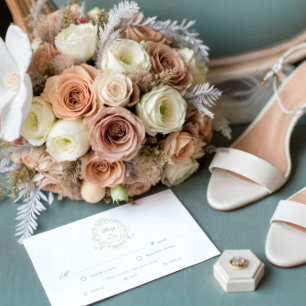 Clássico Floral Crest RSVP Meal Choice Card