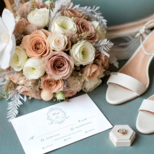 Clássico Floral Crest RSVP Meal Choice Card