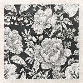 Clássico Floral Preto e Branco Vintage