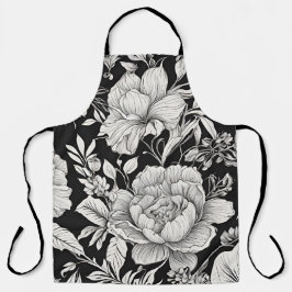 Clássico Floral Vintage Preto e Branco