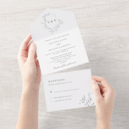 Clássico Folheto Monograma Casamento de Crest