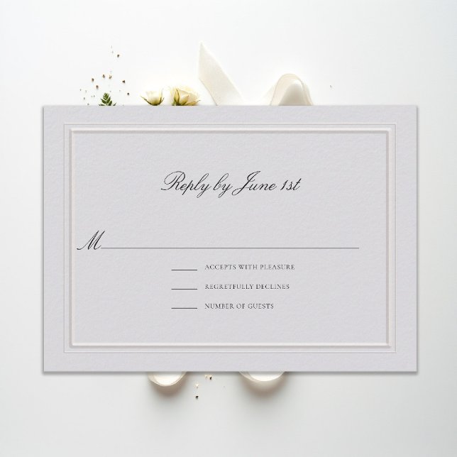 Clássico Formal Moderno Elegante Resposta de Casam (modern classic wedding rsvp reply double frame elevated ivory formal traditional calligraphy stately)