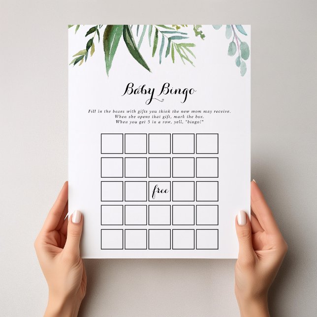 Clássico Greenery Tropical Baby Bingo Game (Criador carregado)