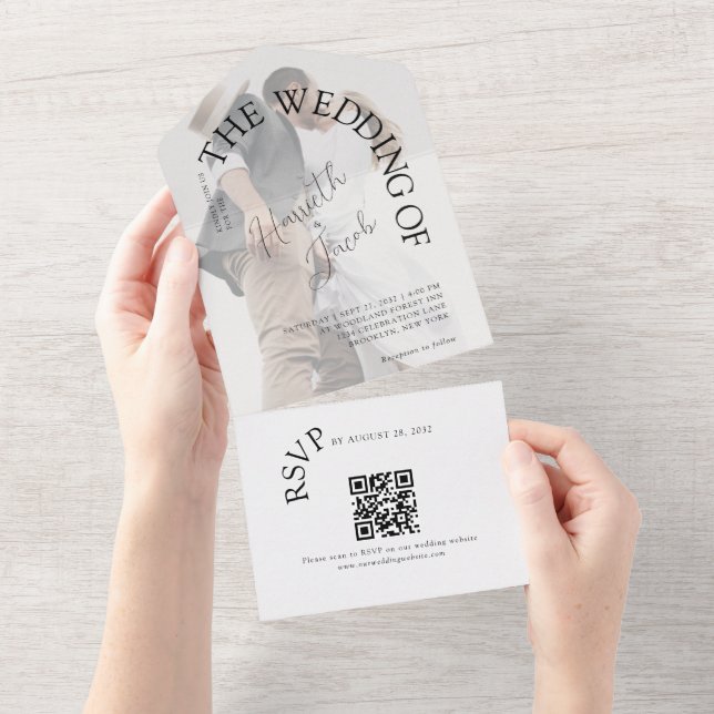 Clássico Moderno Casamento de Código QR de Foto em (Aba destacável)