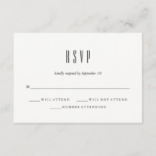 Clássico moderno RSVP Wedding preto e branco