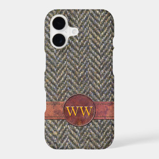 Clássico Monograma de Couro Tweed Herringbone Vint