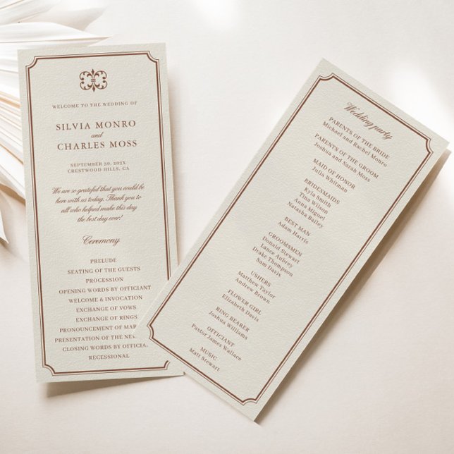 Clássico Monorgam Brown Ecru Crest (Classic Monorgam Brown Ecru Wedding Crest Program)