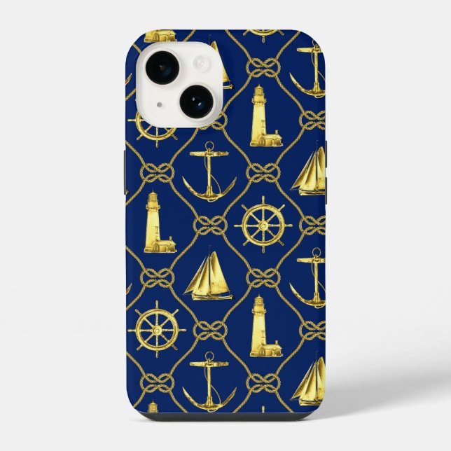 Clássico Náutico Dourado Azul (Verso)