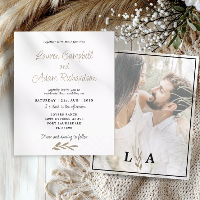 Clássico Orçamento Branco e Dourado Convite para C (Criador carregado)