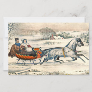 Clássico Passeio de Trenó de 1853 Currier Ives Est