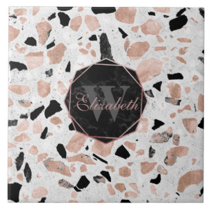 Clássico rosa dourado marble abstrato terrazzo