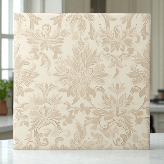 Clássico Simples Floral Damasco Bege Macio (Criador carregado)