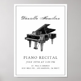 Clássico Simples Piano Branco Poster