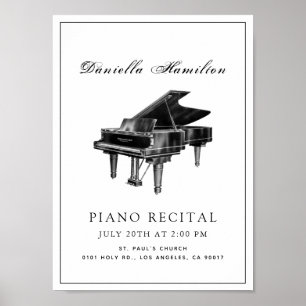Clássico Simples Piano Branco Poster
