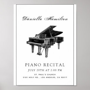 Clássico Simples Piano Branco Poster