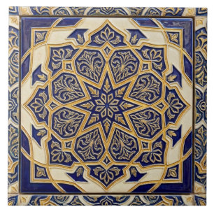 Clássico Talavera Mediterrâneo Cobalto Azul e Dour