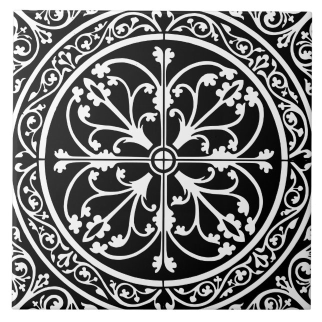 Clássico Tradicional Elegante Abstrato Preto (Frente)