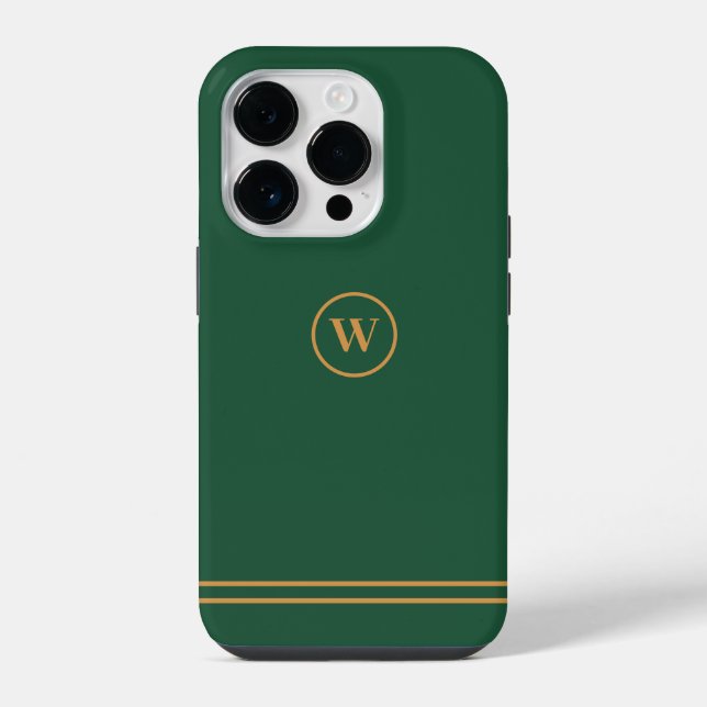 Clássico Verde Chic Monograma Personalizado (Verso)