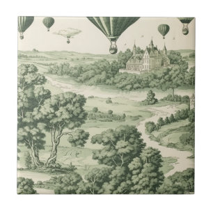 Clássico Verde Toile de Jouy Campo Francês