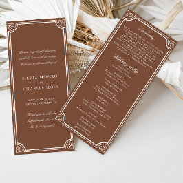 Clássico Vintage Brown & Ecru Wedding Program
