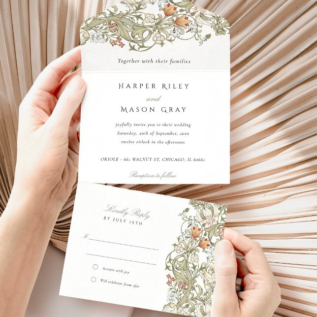 Clássico William Morris Tear-Away RSVP Casamento (Criador carregado)