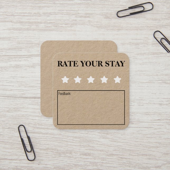 Classifique seus cartões de feedback de hospitalid (Frente/Verso In Situ)