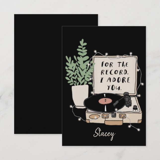 Classroom "For the Record, I Adore You" V'Day Card (Frente/Verso)