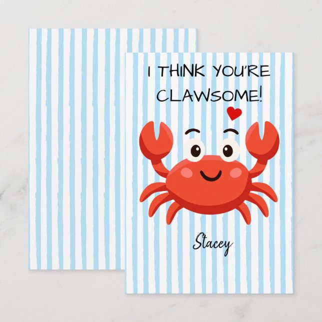 Classroom Valentine "I think you're claw-some" (Frente/Verso)