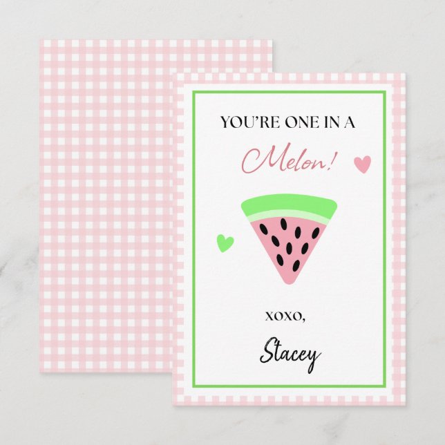 Classroom Valentine You're One in a Melon (Frente/Verso)