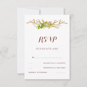 Classudo RSVP de Casamento com Chifres Rústicos e