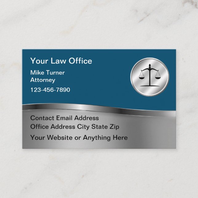 Classy Attorney Silver Tone Cartão de visita (Frente)