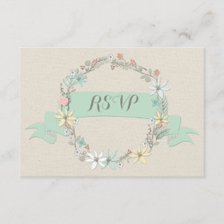Classy Floral Wreath and Banner RSVP