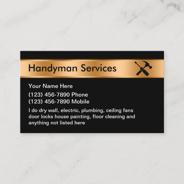 Classy Handyman Services Cartão de visita (Frente)
