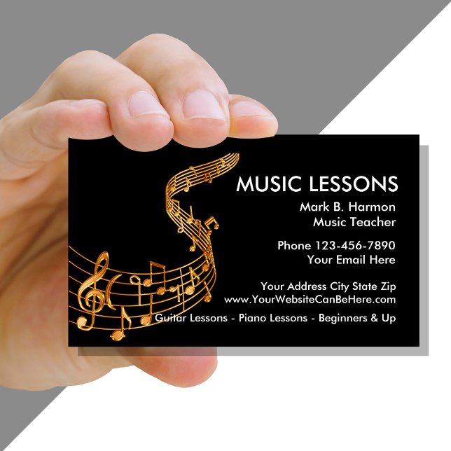 Classy Music Lessons Cartão de visita (Criador carregado)
