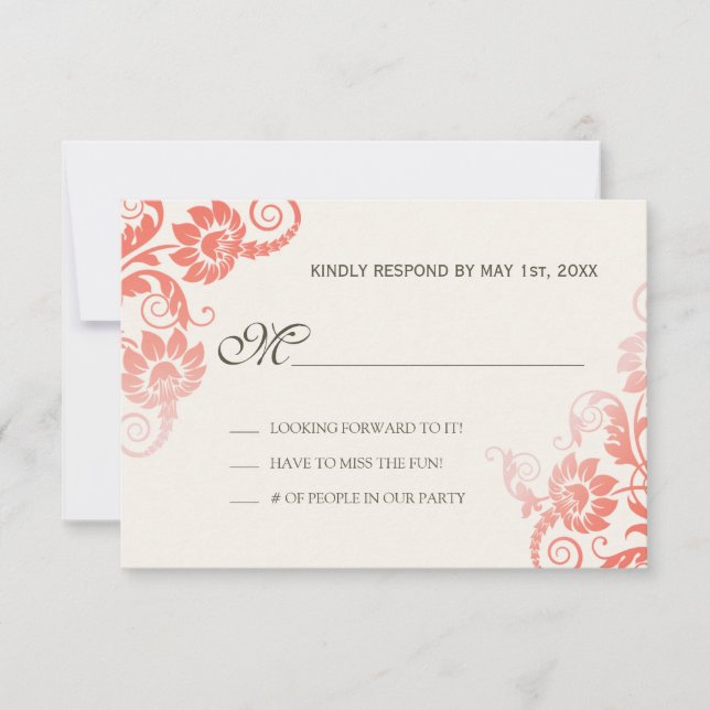 Classy Ombre Coral Wedding RSVP (Frente)