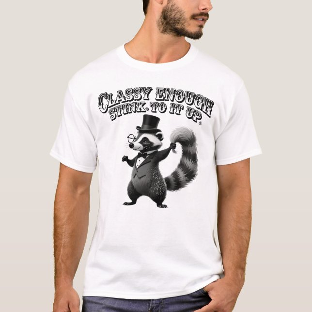 Classy Skunk in Top Hat Funny Black and White (Frente)