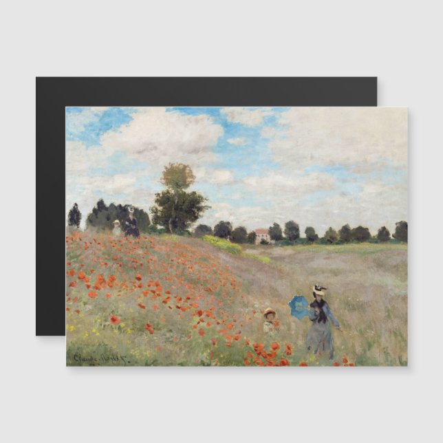 Claude Monet - Cartão Magnético de Campo Poppy (Frente/Verso)