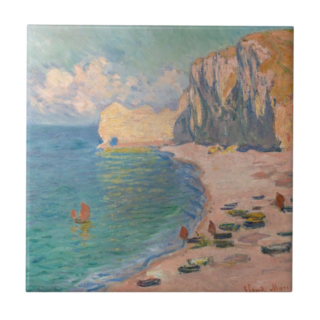 Claude Monet - Etretat: Praia e Falaise d'Amont (Frente)