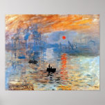 Claude Monet Impression Sunrise Poster<br><div class="desc">Oil on canvas from 1872. When first displayed in 1874, art critic Louis Leroy derisively used the term “Impressionistic, ” from the title of this painting, to describe Monet’s works. This term was quickly adopted by what were soon to be known as the Impressionist painters, and the exhibition which included...</div>