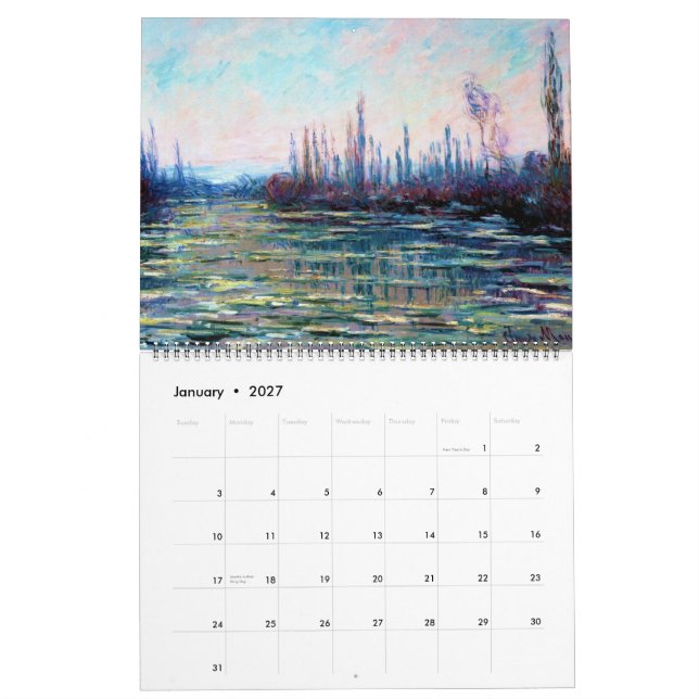 Claude Monet, melhor calendário de pintura de arte (Jan 2027)