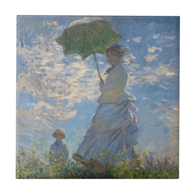 Claude Monet Mulher com um Guarda-Sol Arte Fina (Frente)