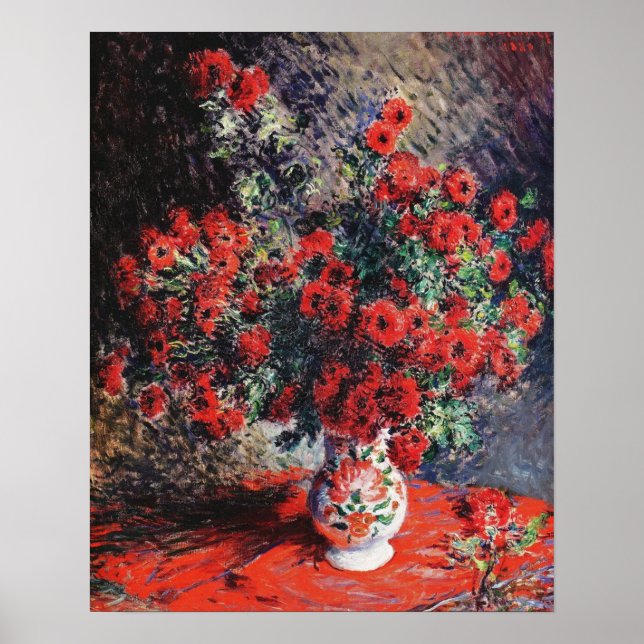 Claude Monet_Red Chrysanthemums Flowers - Poster (Frente)